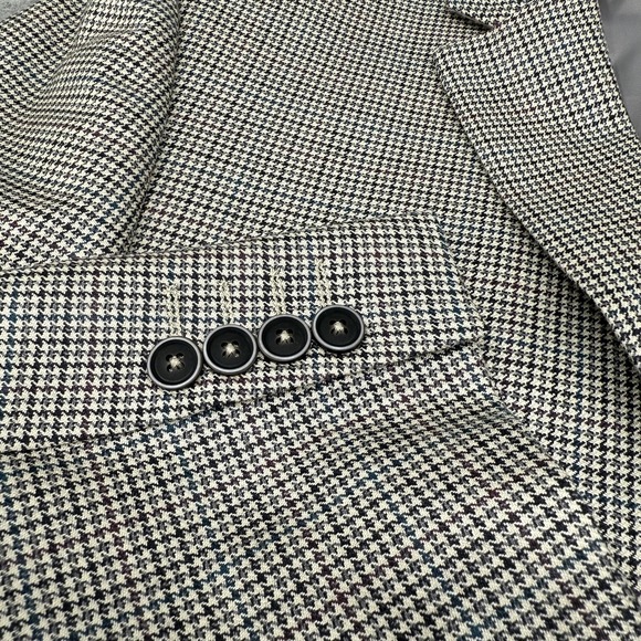 Marc Martin Silk Wool Herringbone Blazer 48R Sport Coat 2 Button Jacket - Picture 7 of 11